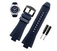 JUANZD Correa de la banda de reloj de goma negra de 29 mm -13 mm compatible con el reemplazo de Michael Kors MK9020(Blue Black Buckle)