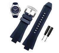 JUANZD Correa de la banda de reloj de goma negra de 29 mm -13 mm compatible con el reemplazo de Michael Kors MK9020(Blue Silver Buckle)
