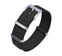 JUANZD Correa de la OTAN acanalada 20 mm de 22 mm Nylon Watch Band de tela Ratigante Accesorios de pulsera de la pulsera compatibles con la correa de los relojes(Schwarz,20mm)