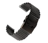 JUANZD Correa de malla milanesa Dive Shark de acero inoxidable de 18/20/22/24 mm compatible con relojes de pulsera(Schwarz,18mm)