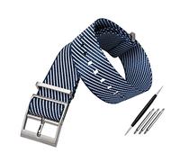 JUANZD Correa de nailon Nato compatible con la correa de reloj de tela Tudor Pulsera inclinada ajustable de un solo paso de una pieza Pulsera deportiva 20 mm 22 mm(A27-blue,22mm)