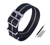 JUANZD Correa de nailon Nato compatible con la correa de reloj de tela Tudor Pulsera inclinada ajustable de un solo paso de una pieza Pulsera deportiva 20 mm 22 mm(A31-dark blue,22mm)