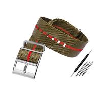 JUANZD Correa de nailon Nato compatible con la correa de reloj de tela Tudor Pulsera inclinada ajustable de un solo paso de una pieza Pulsera deportiva 20 mm 22 mm(A25-green red,20mm)