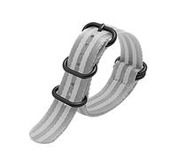 JUANZD Correa de nailon Nato de 20mm y 22mm Compatible con correa de reloj deportiva G10, hebilla negra y plateada(Silver white silver,20mm)