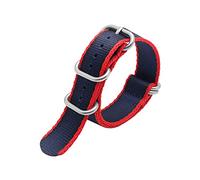JUANZD Correa de nailon Nato de 20mm y 22mm Compatible con correa de reloj deportiva G10, hebilla negra y plateada(Blue red side,20mm)