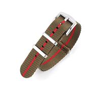 JUANZD Correa de Nylon OTAN 20 mm 22 mm Stripe Watchband Reloj Watch Accesorios de pulsera de la pulsera Compatibles con Tudor OTAN Start Strap(Olive red 1,22mm)