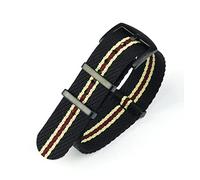 JUANZD Correa de Nylon OTAN 20 mm 22 mm Stripe Watchband Reloj Watch Accesorios de pulsera de la pulsera Compatibles con Tudor OTAN Start Strap(Black khaki red 2,22mm)