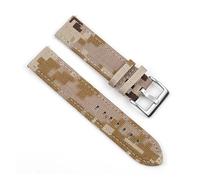 JUANZD Correa de reloj cómoda y deportiva duradera de lona de nailon, correa de reloj con parte inferior de cuero de 20mm y 22mm Compatible con reloj(Camouflage Apricot,22mm)