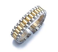 JUANZD Correa de reloj compatible con DATEJUST DAY-DATE OYSTERPERTUAL DATE Correa de acero inoxidable Accesorios de reloj 13 17 20 21 mm Pulsera de reloj(Silver Gold,20MM_WITH LOGO)
