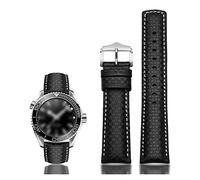 JUANZD Correa de reloj con textura de fibra de carbono, Compatible con pulsera Omg 600 TUDOR ROX, correas de cuero de 22mm(Black white)