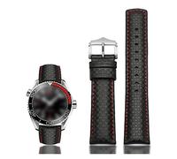JUANZD Correa de reloj con textura de fibra de carbono, Compatible con pulsera Omg 600 TUDOR ROX, correas de cuero de 22mm(Black red)