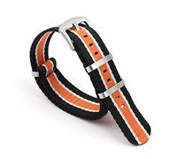 JUANZD Correa de reloj de 22 mm compatible con material amigable con la pulsera de rayas negras, azules y naranjas de Omega