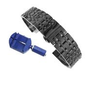 JUANZD Correa de reloj de acero inoxidable 2 en 1, rectas y curvadas, 12, 14, 15, 16, 17, 18, 19, 20, 21, 22, 23, 26 y 24mm, pulsera de repuesto negra for reloj(Schwarz,24mm)