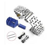 JUANZD Correa de reloj de acero inoxidable 2 en 1, rectas y curvadas, 12, 14, 15, 16, 17, 18, 19, 20, 21, 22, 23, 26 y 24mm, pulsera de repuesto negra for reloj(Silver,19mm)