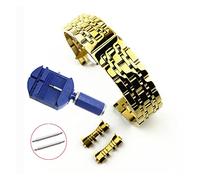 JUANZD Correa de reloj de acero inoxidable 2 en 1, rectas y curvadas, 12, 14, 15, 16, 17, 18, 19, 20, 21, 22, 23, 26 y 24mm, pulsera de repuesto negra for reloj(Gold,18mm)