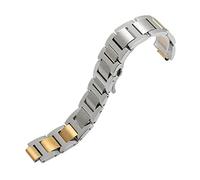 JUANZD Correa de reloj de acero inoxidable Compatible con la serie Ballon Bleu 20 * 12mm 18 * 11mm 14 * 8mm W6920046 correas pulsera for hombres y mujeres(Silver gold,16-8mm)