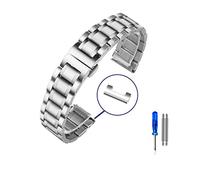 JUANZD Correa de reloj de acero inoxidable con extremo curvo, Compatible con 1853 Couturier T035, correa de reloj de 18mm, 22mm, 23mm y 24mm, pulsera for mujer y hombre(Silver-Flat,24mm)