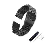 JUANZD Correa de reloj de acero inoxidable sólido de 18, 20, 22 y 24mm Compatible con reloj de hombre, accesorios de reloj de negocios, correa con hebilla de doble bloqueo(Schwarz,22mm)