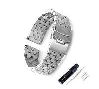 JUANZD Correa de reloj de acero inoxidable sólido de 18, 20, 22 y 24mm Compatible con reloj de hombre, accesorios de reloj de negocios, correa con hebilla de doble bloqueo(Silver,18mm)