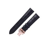 JUANZD Correa de reloj de cuero Compatible con DW 14/16/18/19/20/21/22mm correa de reloj for mujeres y hombres accesorios de pulsera(Black black-Rosegold,21mm)