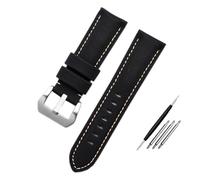 JUANZD Correa de reloj de cuero con textura de nailon, Compatible con PAM01661 | 441 Marina, correa de reloj, negro, azul, 22mm, 24mm, 26mm, accesorios for cinturón, pulseras(3,24mm)