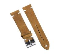 JUANZD Correa de reloj de cuero de 18 mm, 20 mm y 22 mm, correa de reloj de gamuza mate, correa de piel de gamuza suave hecha a mano(Light brown,22mm)