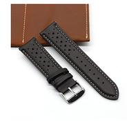 JUANZD Correa de reloj de cuero de 18mm, 19mm, 20mm, 22mm y 24mm, correa de reloj Retro transpirable porosa, pulsera hecha a mano en rojo y negro(Gold,24mm)