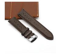 JUANZD Correa de reloj de cuero de 18mm, 19mm, 20mm, 22mm y 24mm, correa de reloj Retro transpirable porosa, pulsera hecha a mano en rojo y negro(Silver,22mm)