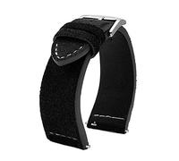 JUANZD Correa de reloj de cuero de gamuza Correa de cuero gris marrón negro de 23 mm con barra de liberación rápida for reloj(Black silver buckle,23MM_12)