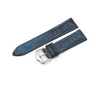 JUANZD Correa de reloj de cuero de moda Retro, correa de pulsera de repuesto negra y azul de 20, 22 y 24mm con hebilla de acero inoxidable(BLUE,22mm)