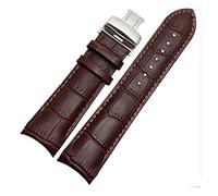 JUANZD Correa de reloj de cuero hecha a mano con extremo curvado, Compatible con correa de reloj T035, pulsera con hebilla de acero, 22mm, 23mm y 24mm(9,24mm)