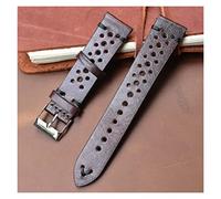 JUANZD Correa de reloj de cuero poroso Correa de reloj de 19 mm 20 mm 22 mm Correa de reloj transpirable con barras de liberación rápida(Dark brown bk line,18mm)