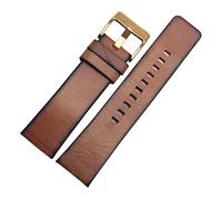 JUANZD Correa de reloj de cuero retro for hombre compatible con DZ4343 DZ4323 DZ7406 Correa de reloj de cuero italiano vintage 22/24/26(Brown-gold,22mm)