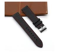 JUANZD Correa de reloj de cuero suave, correa de reloj Retro hecha a mano, barra de resorte de liberación rápida, 18mm, 19mm, 20mm y 22mm(Blakk red,22mm)