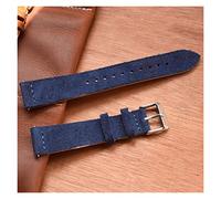 JUANZD Correa de reloj de gamuza de 18mm, 20mm, 22mm y 24mm, correa de reloj Vintage hecha a mano de cuero de doble capa, correas de reloj de gamuza(Dark blue,22mm)