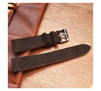 JUANZD Correa de reloj de gamuza de 18mm, 20mm, 22mm y 24mm, correa de reloj Vintage hecha a mano de cuero de doble capa, correas de reloj de gamuza(Dark coffee,22mm)