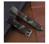 JUANZD Correa de reloj de gamuza de cuero, correa de reloj Retro de cuero, 18mm, 19mm, 20mm, 22mm, accesorios for reloj gris y azul(Camouflage bk green,20mm)
