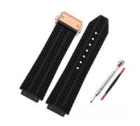 JUANZD Correa de reloj de goma Compatible con BIG BANG, correa de silicona de 25x19mm, resistente al agua for hombre con hebilla de mariposa, herramienta, accesorios for reloj, pulsera(B rosegold)