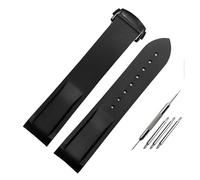 JUANZD Correa de reloj de goma con extremo curvado de 20mm y 22mm for Omega Seamaster 300 Hamilton Tudor Water Ghost, correa de reloj resistente al agua(Black-black,22mm)