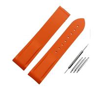 JUANZD Correa de reloj de goma con extremo curvado de 20mm y 22mm for Omega Seamaster 300 Hamilton Tudor Water Ghost, correa de reloj resistente al agua(Orange-no clasp,22mm)