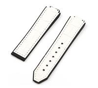 JUANZD Correa de reloj de goma de cuero de vaca convexo de 15 x 21 mm compatible con correa de reloj, cinturón impermeable, hebilla de mariposa de 18 mm, accesorios de reloj for mujer(White strap,7)