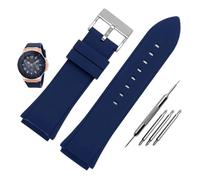 JUANZD Correa de reloj de goma, pulsera de goma de silicona de Color azul de 22mm for relojes Guess W0247G3 W0040G3 W0040G7, correa de reloj deportivo de marca(Blue silver buckle)