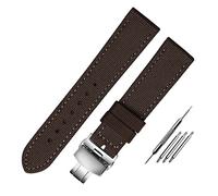 JUANZD Correa de reloj de nailon Compatible con I-WC SKX007 SKX009, correa de reloj acolchada deportiva duradera de lona, cómoda banda con forro de cuero(Brown silver,21mm)