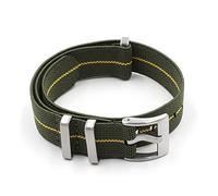 JUANZD Correa de reloj de nailon Correa Nato Correa elástica Correa de reloj 18 mm 20 mm 22 mm Pulsera de repuesto(Green-Yellow Line,18mm silver)
