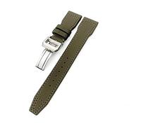 JUANZD Correa de reloj de nylon de cuero de cuero de piel de ternero de 20/12/22 mm compatible con IWC Piloto Spitfire Mark18 Portofino Top IW3777 Correa de reloj(Green2 Silver-Fold,22mm)