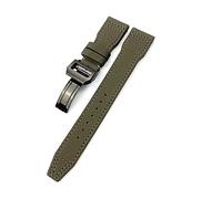 JUANZD Correa de reloj de nylon de cuero de cuero de piel de ternero de 20/12/22 mm compatible con IWC Piloto Spitfire Mark18 Portofino Top IW3777 Correa de reloj(Green2 Black-Fold,21mm)