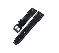 JUANZD Correa de reloj de nylon de cuero de cuero de piel de ternero de 20/12/22 mm compatible con IWC Piloto Spitfire Mark18 Portofino Top IW3777 Correa de reloj(White Blcak-Pin,22mm)