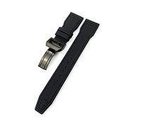 JUANZD Correa de reloj de nylon de cuero de cuero de piel de ternero de 20/12/22 mm compatible con IWC Piloto Spitfire Mark18 Portofino Top IW3777 Correa de reloj(Black Black-Fold,22mm)