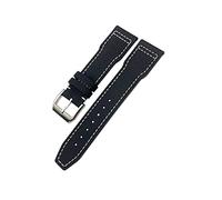 JUANZD Correa de reloj de nylon de cuero de cuero de piel de ternero de 20/12/22 mm compatible con IWC Piloto Spitfire Mark18 Portofino Top IW3777 Correa de reloj(White Silver-Pin,21mm)