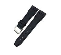 JUANZD Correa de reloj de nylon de cuero de cuero de piel de ternero de 20/12/22 mm compatible con IWC Piloto Spitfire Mark18 Portofino Top IW3777 Correa de reloj(Black Silver-Pin,21mm)